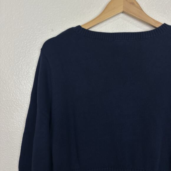 Torrid Outlander Sweater Women 2X Blue Lattice Front Quarter Sleeve Tunic - Picture 6 of 13